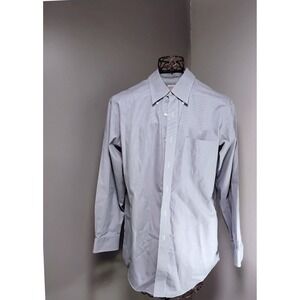 Brooks Brothers 346 Mens Blue White Houndstooth Non-Iron Dress Shirt 15.5 2/3